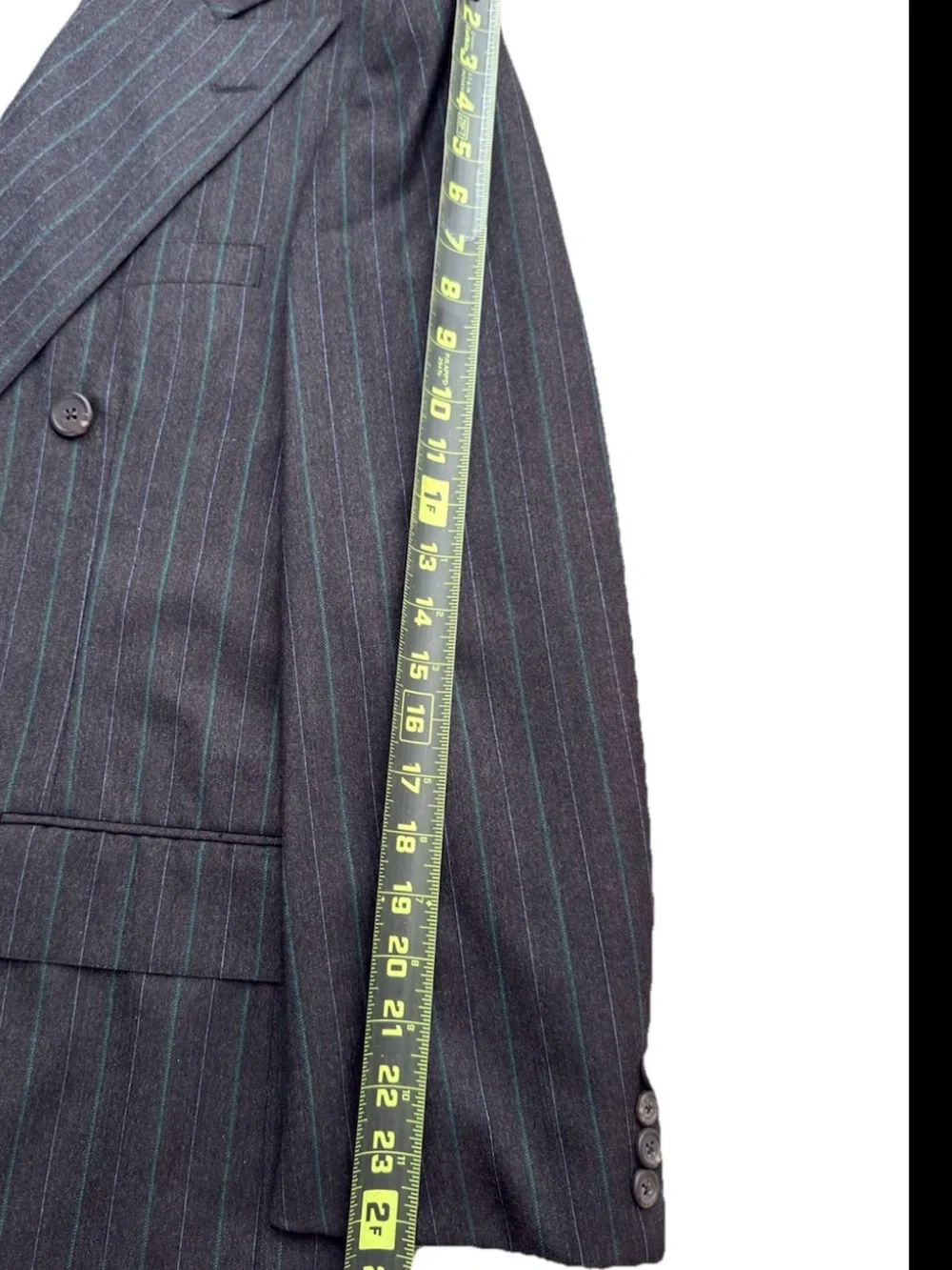 Vintage Polo Ralph Lauren Suit Jacket 43R Double Breasted Pinstripe USA Neiman